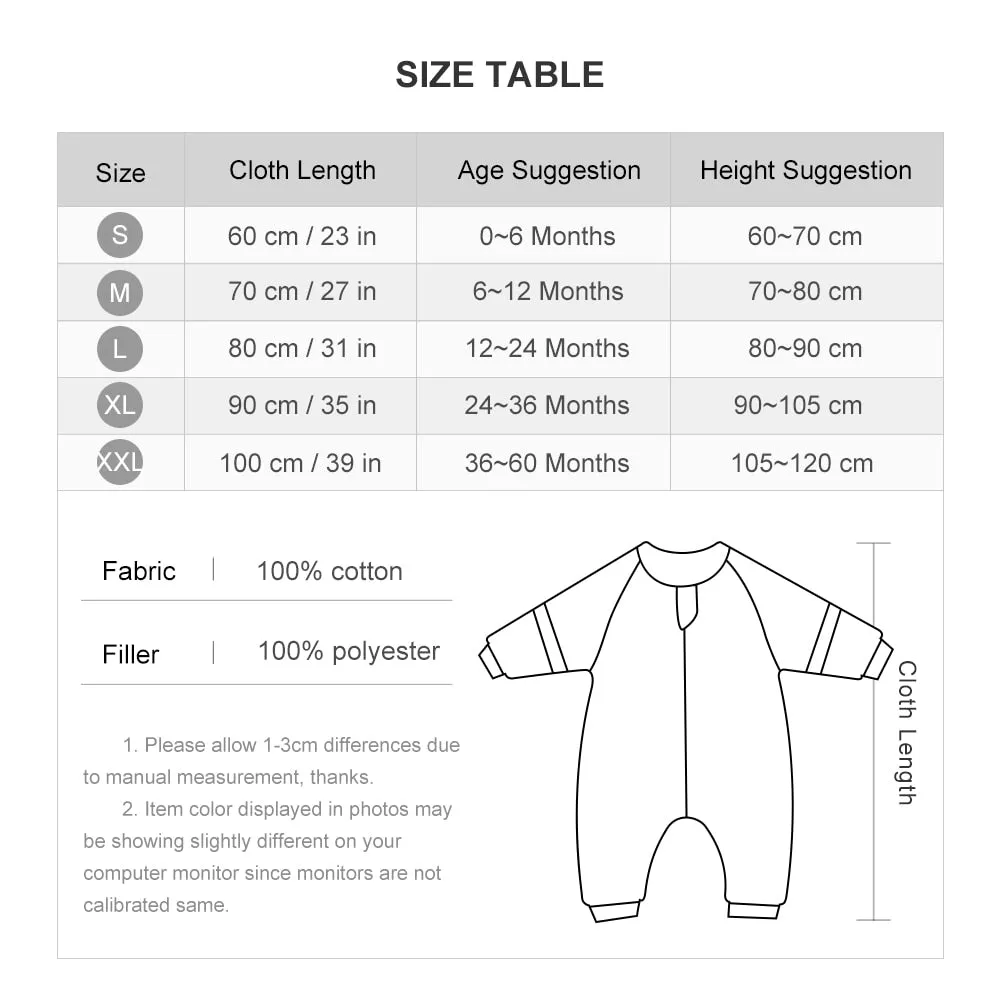Baby Sleep suits 2.5Tog | 3 Zippers Design |Removable Sleeves