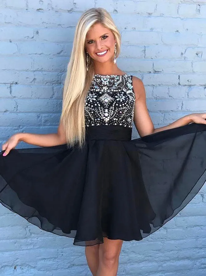 Black Homecoming Dress,Short Homecoming Dress,Summer Homecoming Dresses,HC00100