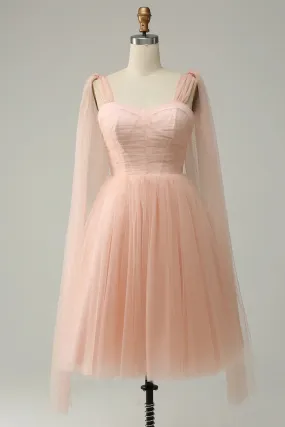 Blush A Line Homecoming Dresses Sweetheart Wedding Party Mini Dress with Open Back