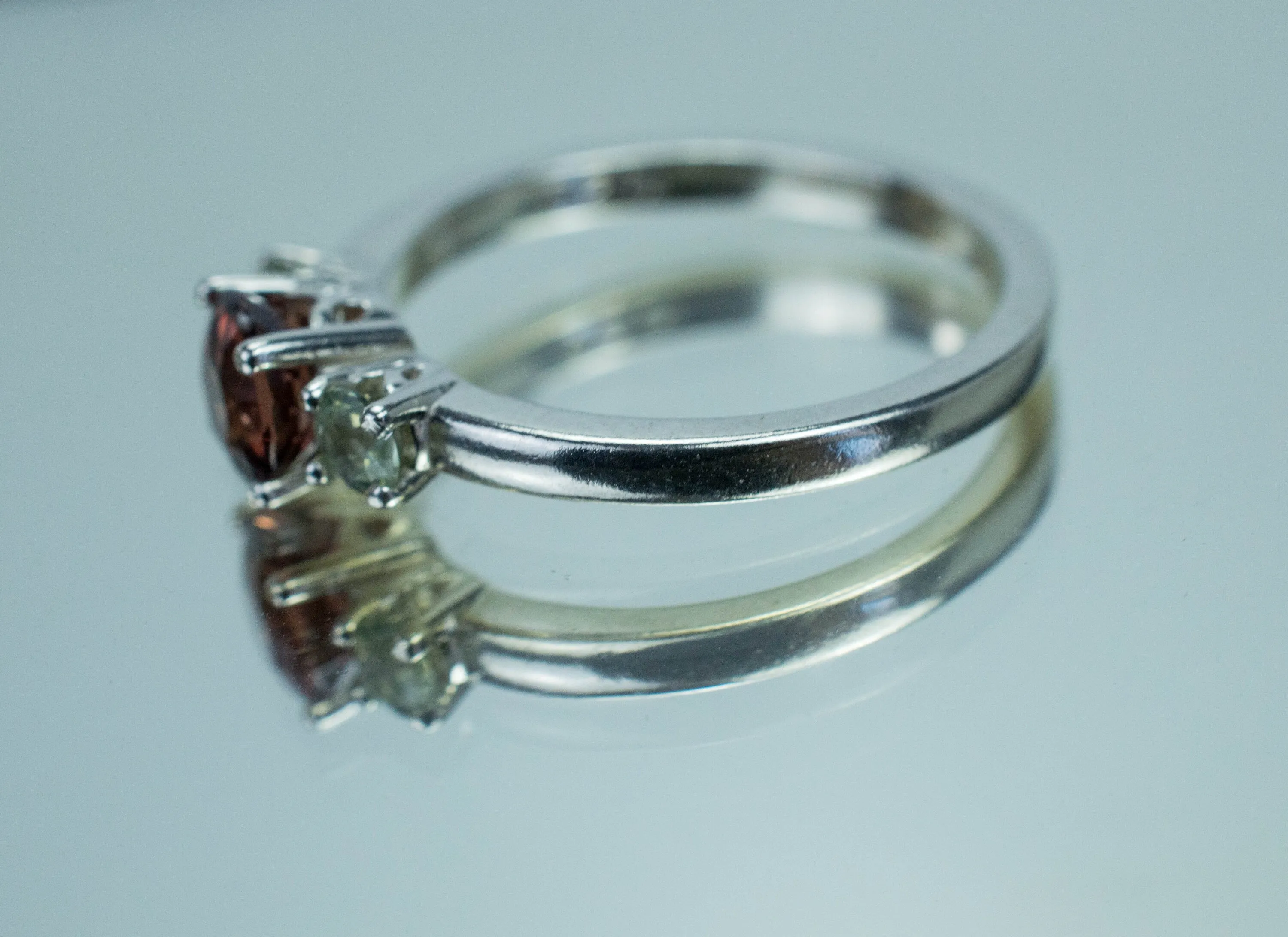 Imperial Garnet and Sapphire Ring, Genuine Untreated Tanzania Garnet and Montana Sapphire