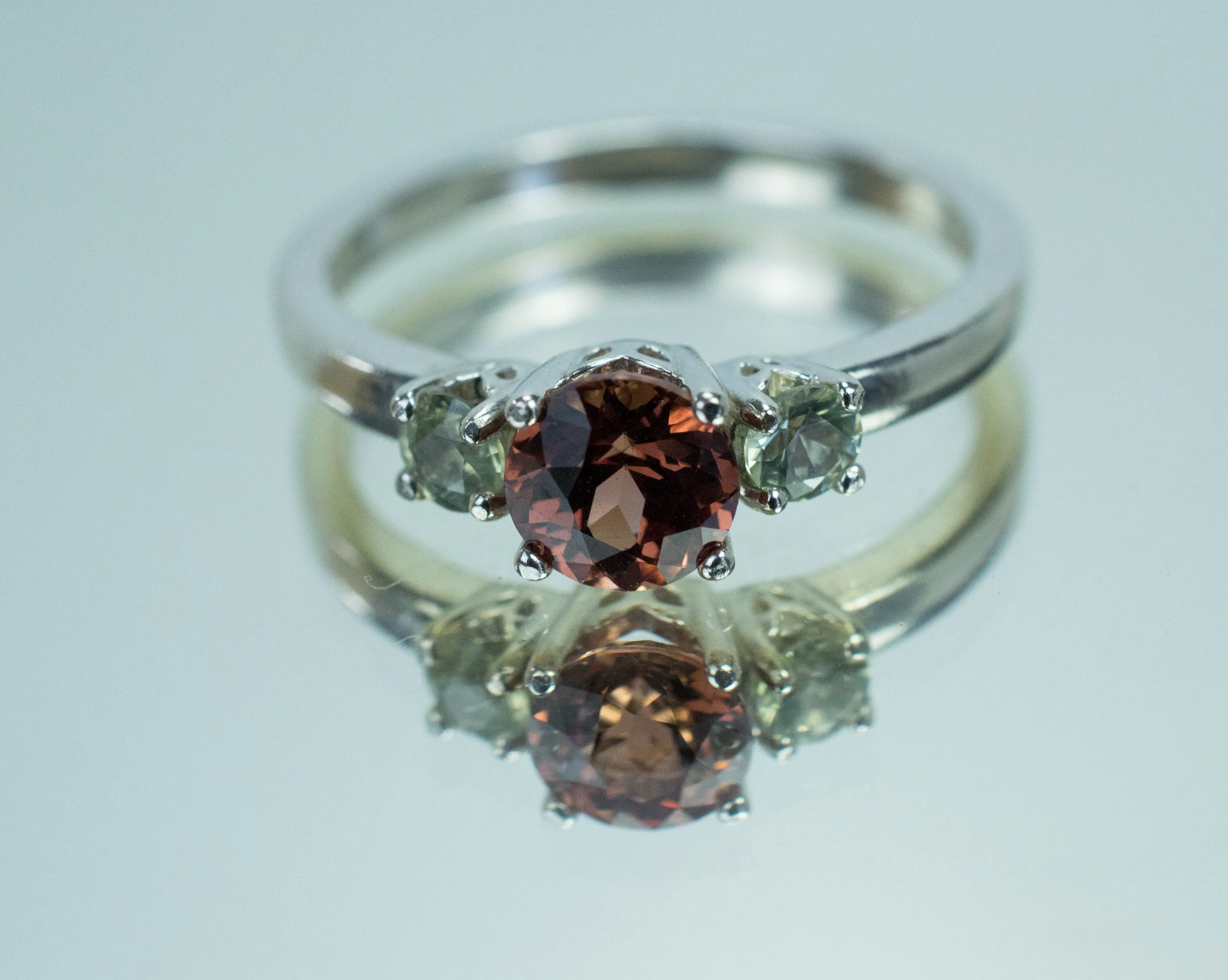 Imperial Garnet and Sapphire Ring, Genuine Untreated Tanzania Garnet and Montana Sapphire