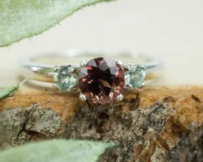 Imperial Garnet and Sapphire Ring, Genuine Untreated Tanzania Garnet and Montana Sapphire