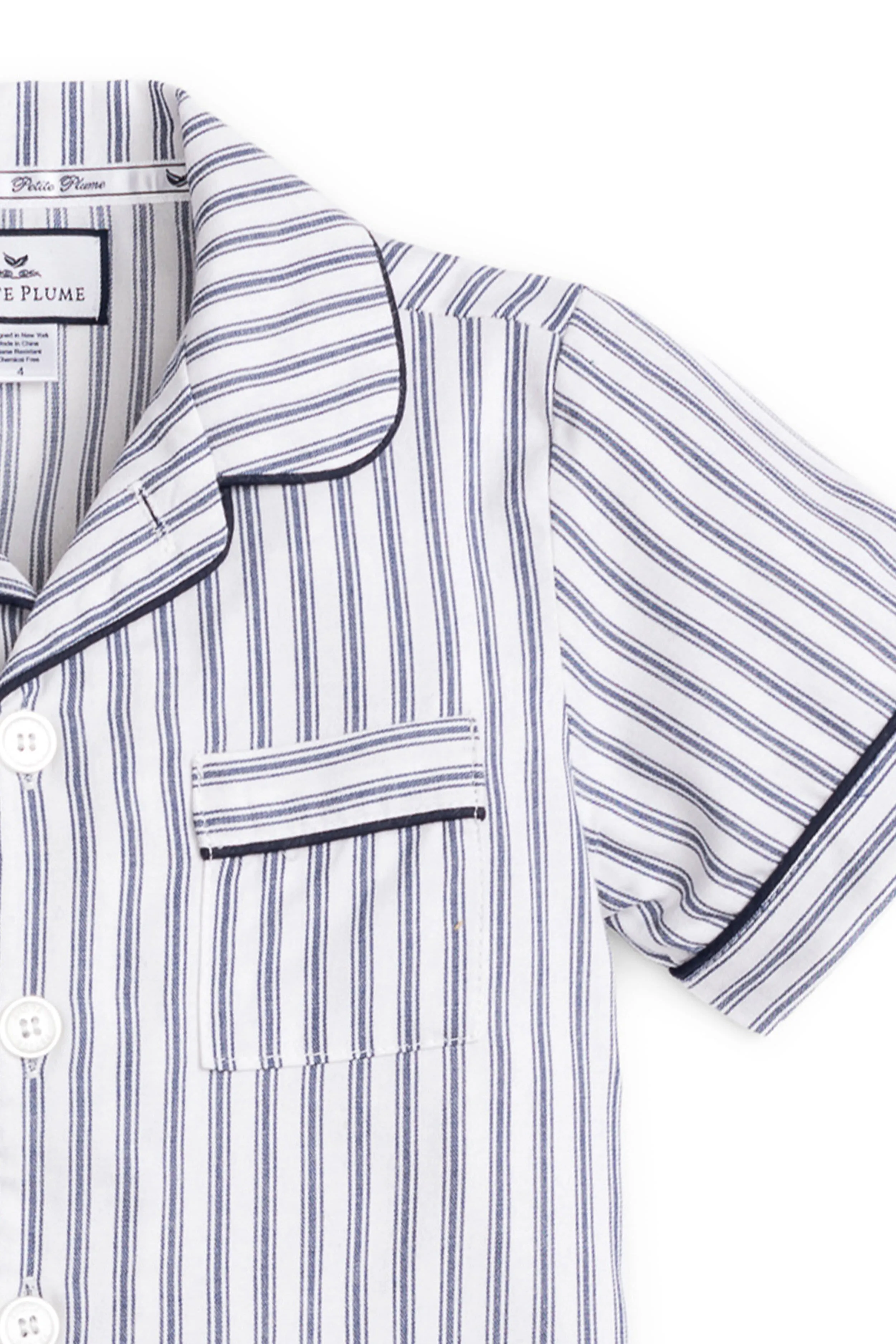 Kid's Navy French Ticking Short Set