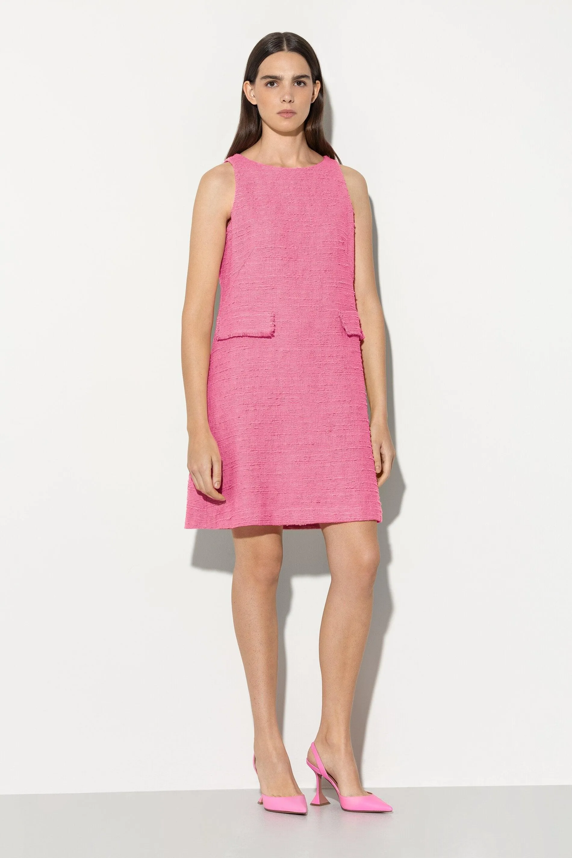 Luisa Cerano Tweed Look Shift Dress