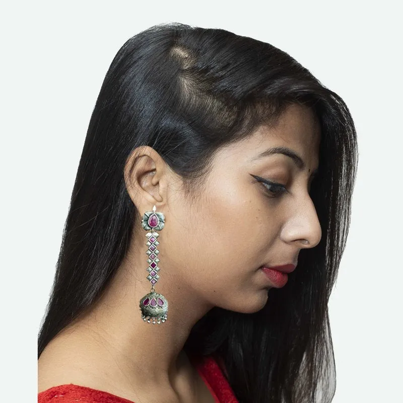 Ruby Oxidized Earring 11796-7979