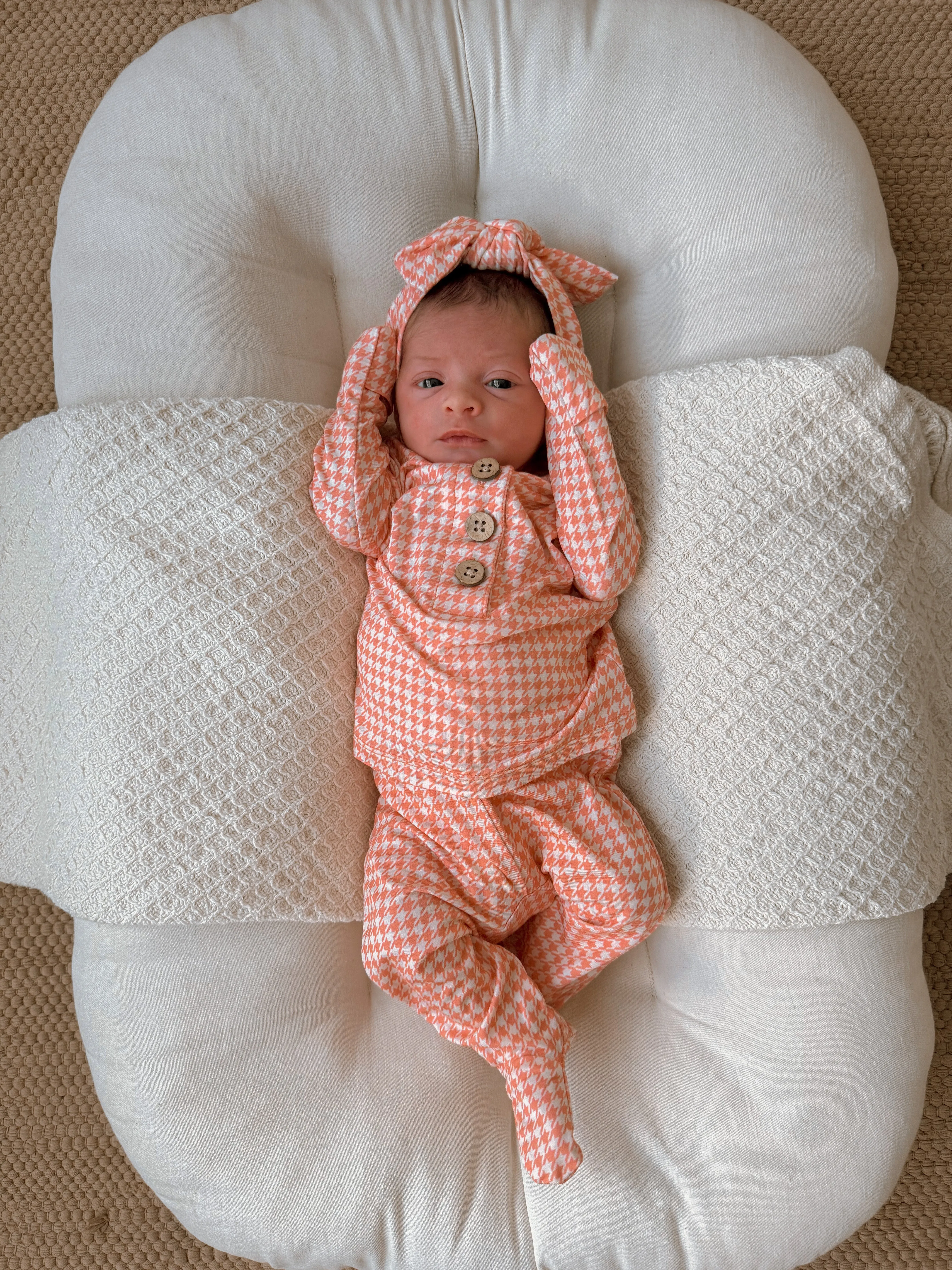 Top   Bottoms Set - Pink Houndstooth