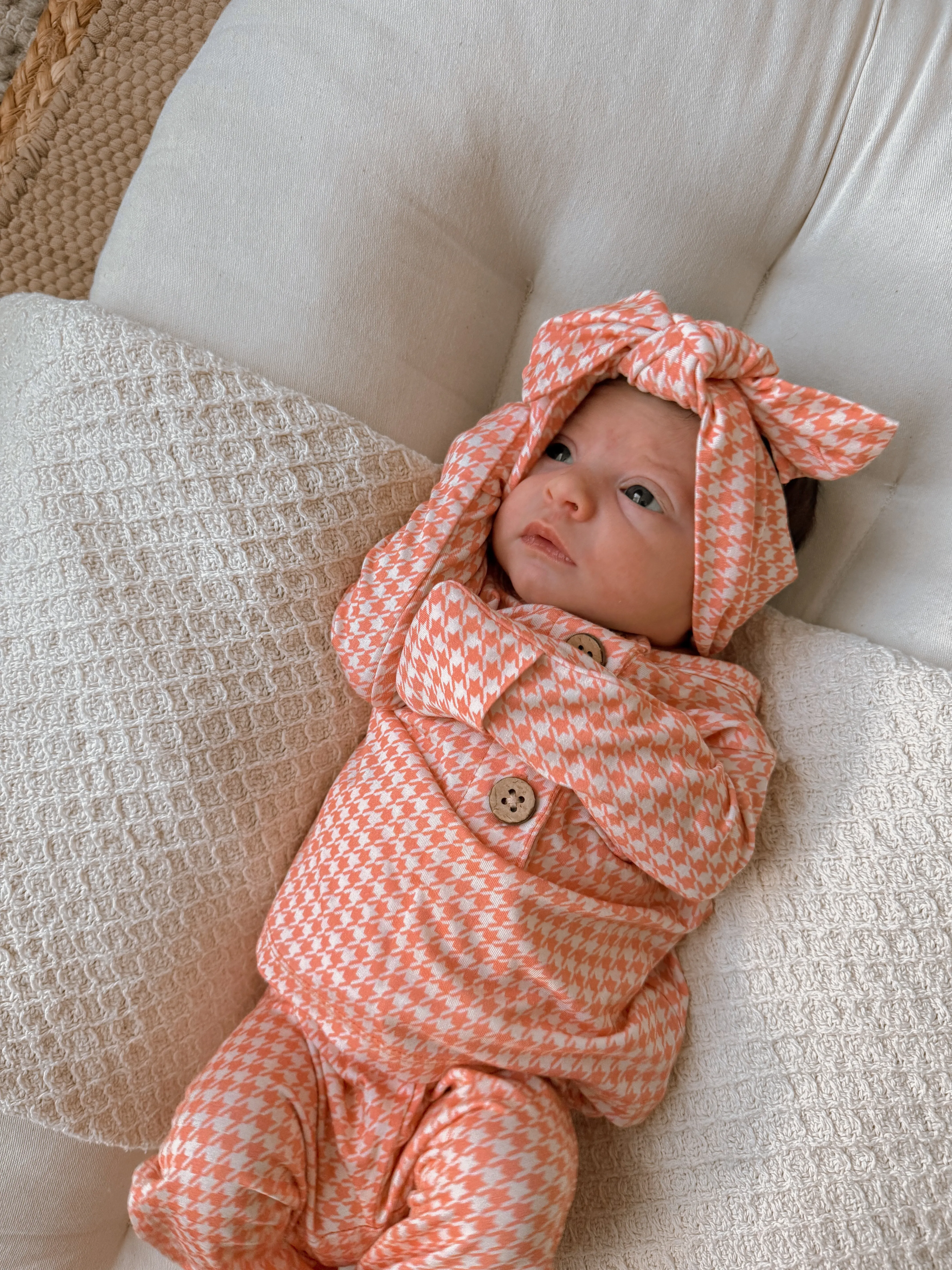 Top   Bottoms Set - Pink Houndstooth