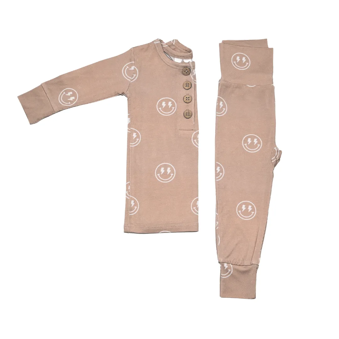 Top   Bottoms Set - Tan Smileys