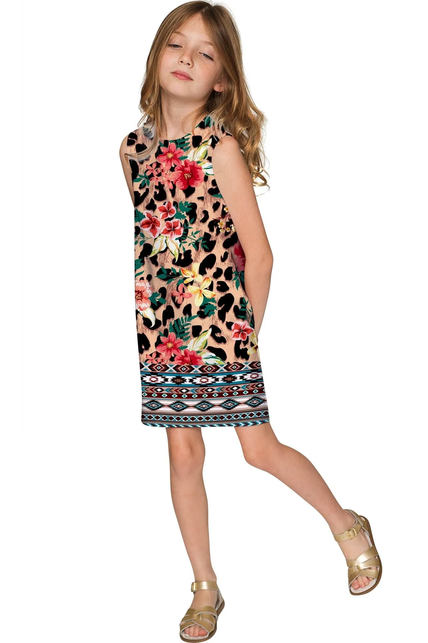 Wild & Free Adele Trendy Leopard Print Shift Dress - Girls