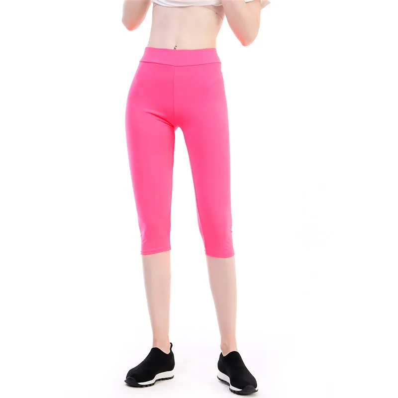 Wjczt High Waist Push Up Fitness Leggings Crop Wide Waistband Cycling Short Leggings Workout Jogging For Women Training Leggings